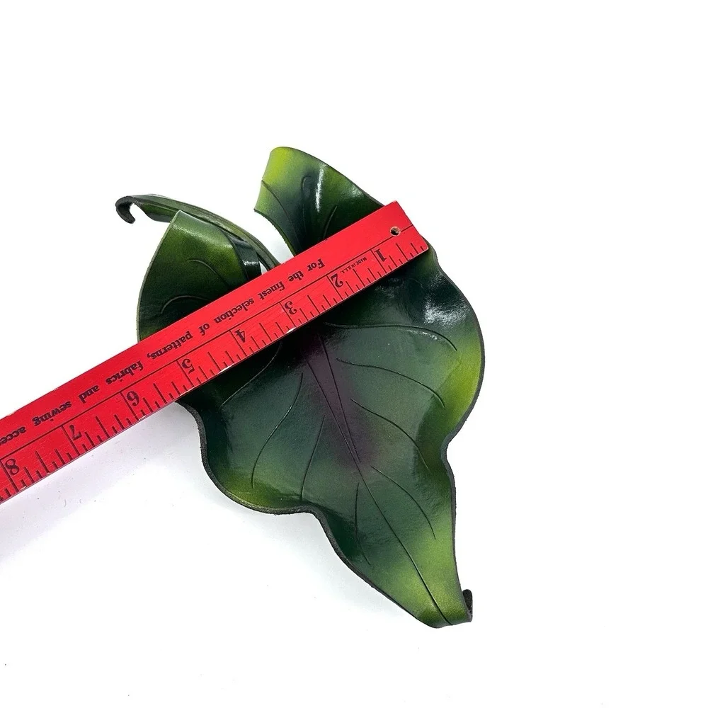 VTG Original Creations In Leather Ivy Leaf Trinket Dish Candles In The Rain‎